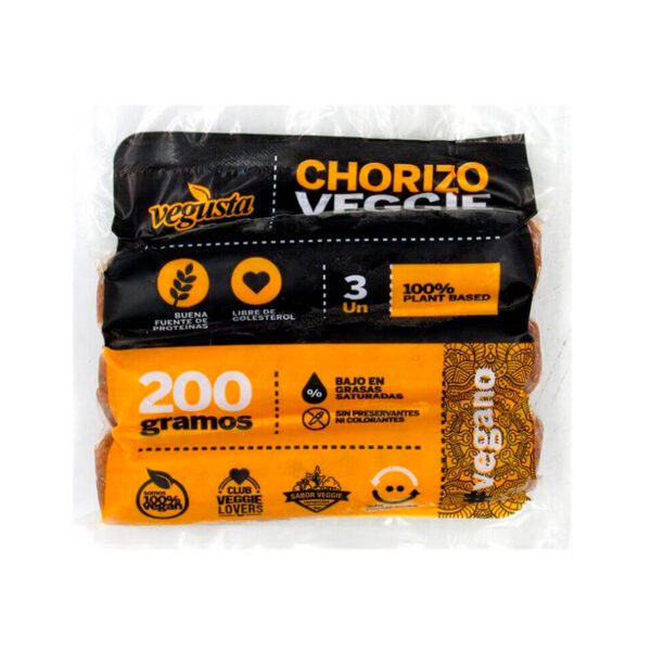 Chorizo Veggie 200gr  3 Unidades Marca Vegusta